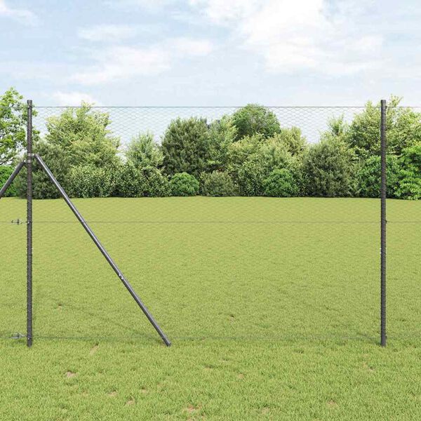 vidaXL Fence Post Grey 25 x 1.6 m (25 mm mesh) Steel and PVC