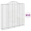 vidaXL Arched Gabion Baskets 15 pcs 200x30x180/200 cm Galvanised Iron