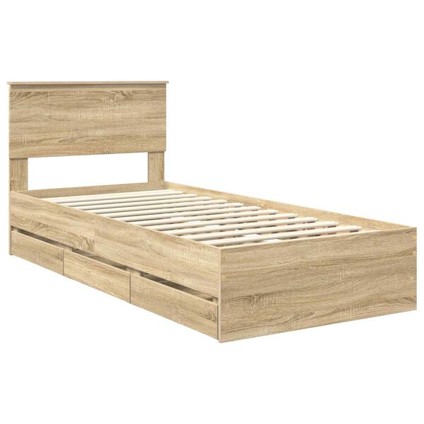 vidaXL Bed Frame with Drawer Sonoma Oak 90 x 200 cm Engineer Wood