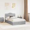 vidaXL Storage Bed Grey Sonoma 135 x 190 cm Engineered Wood