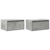 vidaXL Wall-mounted Bedside Cabinets with LED Lights 2 pcs Concrete Grey