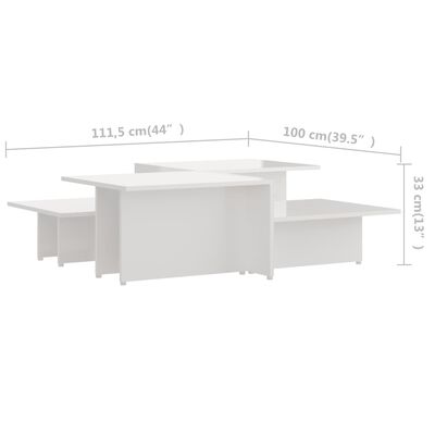 vidaXL Coffee Tables 2 pcs High Gloss White 111.5x50x33 cm Engineered Wood
