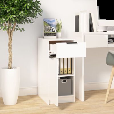 vidaXL Desk Cabinet High Gloss White 33.5x50x75 cm Engineered Wood