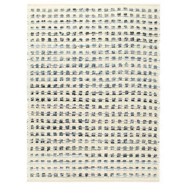 vidaXL Rug Denim Wool 80x150 cm Blue/White