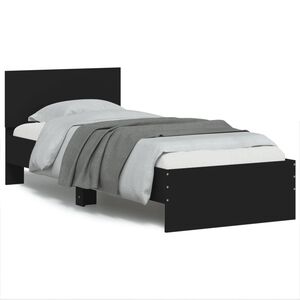 vidaXL Bed Frame without Mattress with Headboard Black 90x190 cm Single