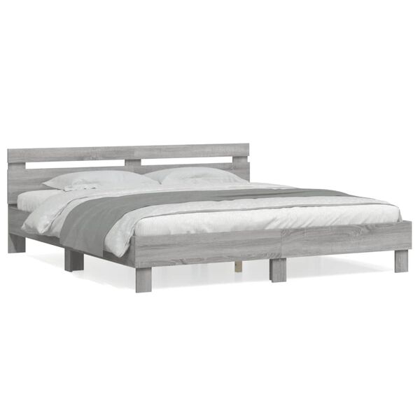 vidaXL Bed Frame without Mattress Grey Sonoma 180x200 cm Super King