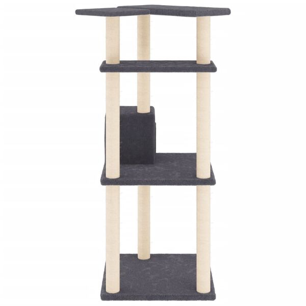 vidaXL Cat Tree with Sisal Scratching Posts Dark Grey 123 cm