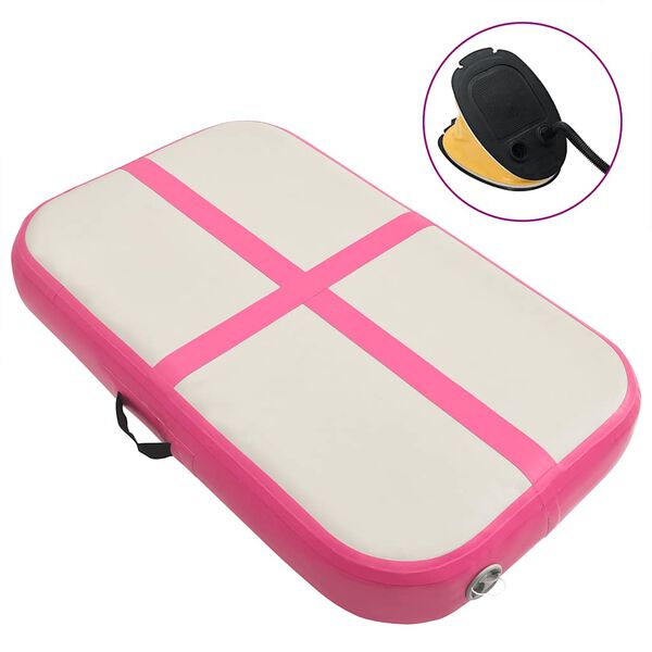 vidaXL Inflatable Gymnastics Mat with Pump 60x100x10 cm PVC Pink