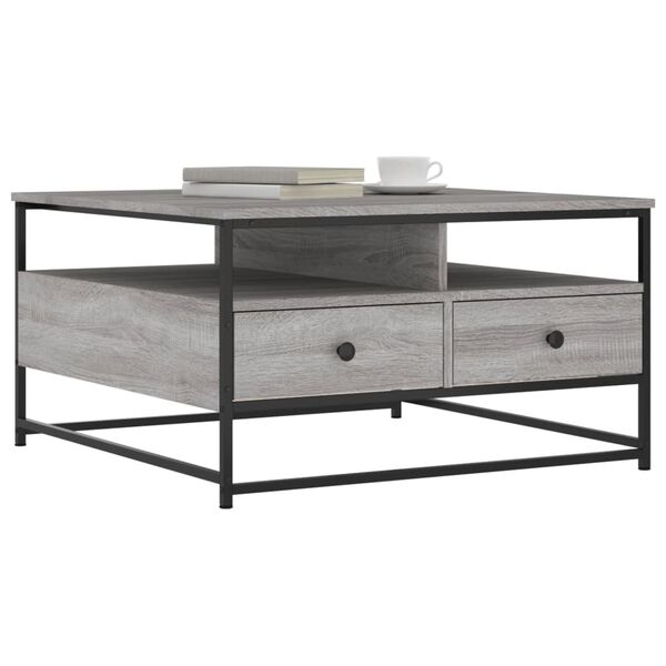 vidaXL Coffee Table Grey Sonoma 80x80x45 cm Engineered Wood