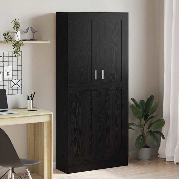 vidaXL Book Cabinet Black Oak 82.5 x 30.5 x 185 cm Engineered Wood