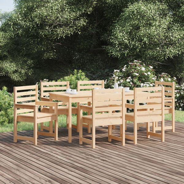 vidaXL 7 Piece Garden Dining Set Solid Wood Pine