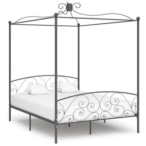 vidaXL Canopy Bed Frame without Mattress Grey Metal 180x200 cm Super King