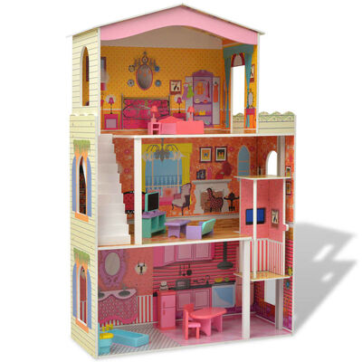 vidaXL 3-Storey Dollhouse Wood 73x32x116 cm