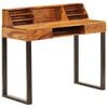vidaXL Desk | Natural Wood | Solid Sheesham Wood and Powder Coated Steel