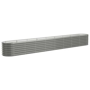 vidaXL Garden Raised Bed Galvanised Steel 332x40x36 cm Grey