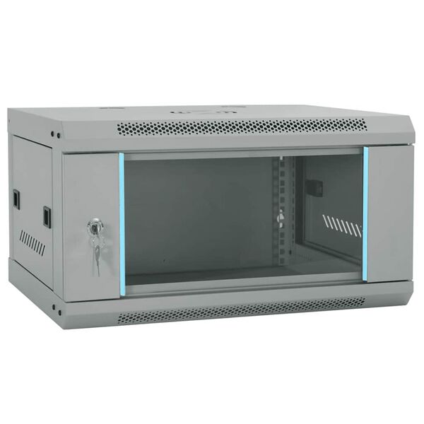 vidaXL Network Cabinet with Storage Grey 60 x 45 x 35 cm Steel
