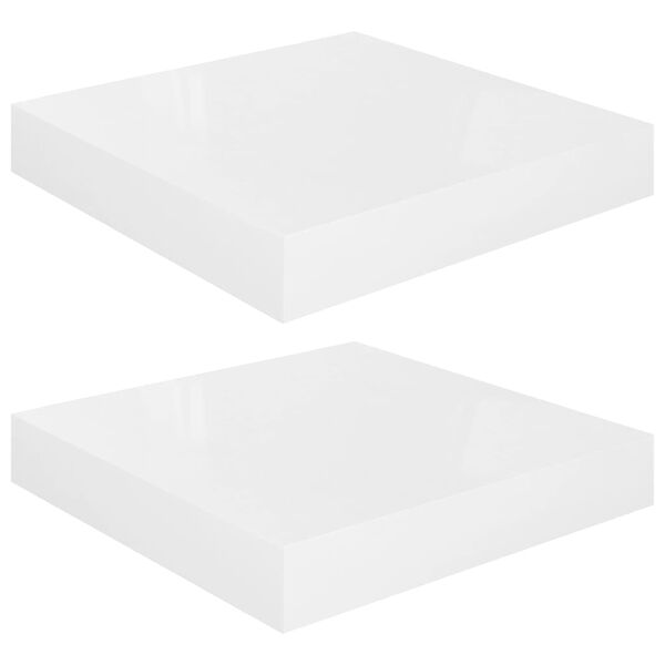 vidaXL Floating Wall Shelves 2 pcs High Gloss White 23x23.5x3.8 cm MDF