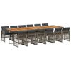 vidaXL 13 Piece Garden Dining Set with Cushions Grey Poly Rattan