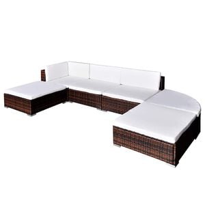 vidaXL 6 Piece Garden Lounge Set with Cushions Poly Rattan Brown