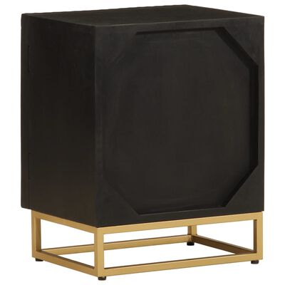 vidaXL Bedside Cabinet Black 40x30x50 cm Solid Wood Mango and Iron