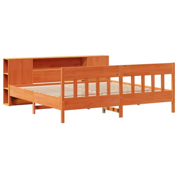 vidaXL Bookcase Bed without Mattress Wax Brown 180x200 cm Super King Solid Wood Pine