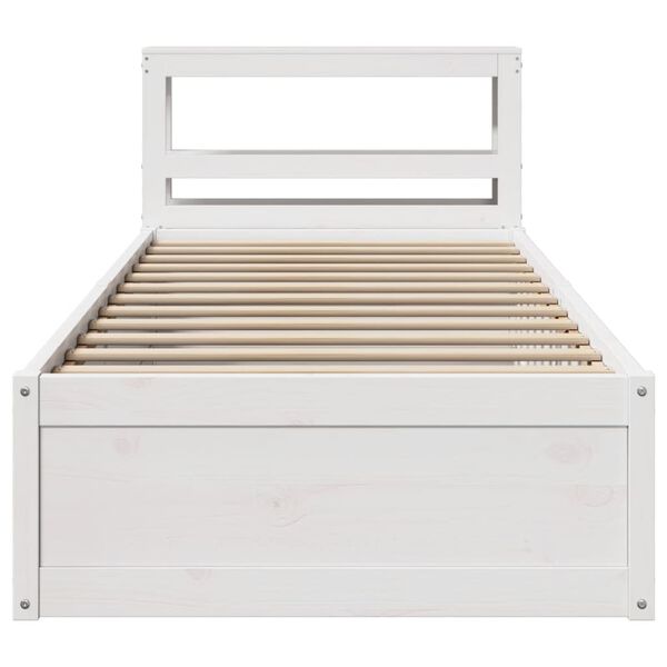 vidaXL Bed Frame with Headboard White 100x200 cm Solid Wood Pine