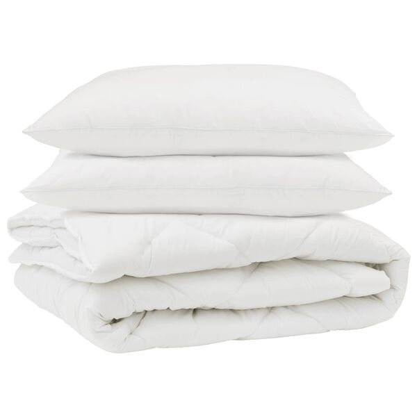 vidaXL Duvet with Pillow 3 pcs White Microfibre