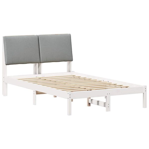 vidaXL Bed frame White and light grey 120 x 190 cm Solid pine wood