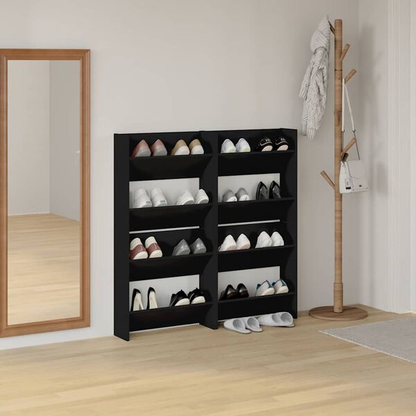 vidaXL Wall Shoe Cabinets 4 pcs Black 60x18x60 cm Engineered Wood