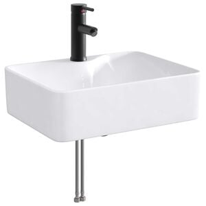 vidaXL Bathroom Sink with Faucet and Drain Matte Black