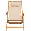 vidaXL Folding Beach Chairs 2 pcs Beige Fabric and Solid Wood