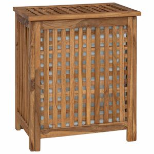 vidaXL Laundry Basket Natural Solid Teak Wood