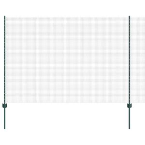 vidaXL Welded Wire Fence with Posts 10 x 1.5 m Galvanised Steel Green