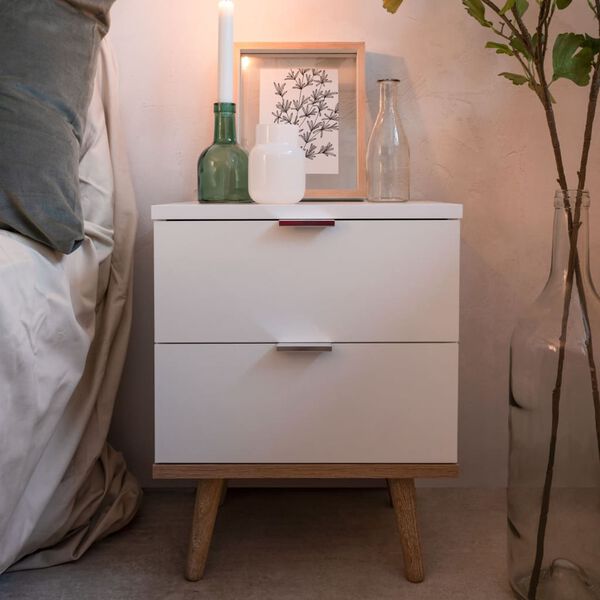 Finori Bedside Cabinet G&ouml;teborg 60 White and Sonoma Oak
