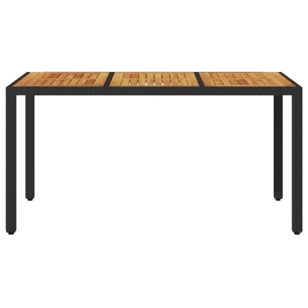 vidaXL Garden Table with Acacia Wood Top Black 150x90x75 cm Poly Rattan