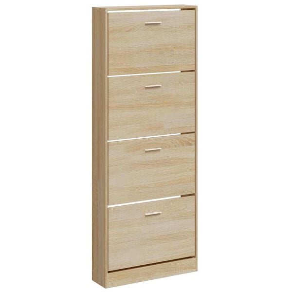 vidaXL Shoe Cabinet Oak 59x17x150 cm Engineered Wood