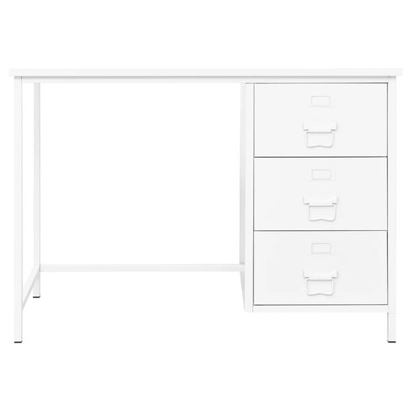 vidaXL Industrial Desk with Drawers White 105x52x75 cm Steel