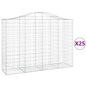 vidaXL Arched Gabion Baskets 25 pcs 200x50x140/160 cm Galvanised Iron