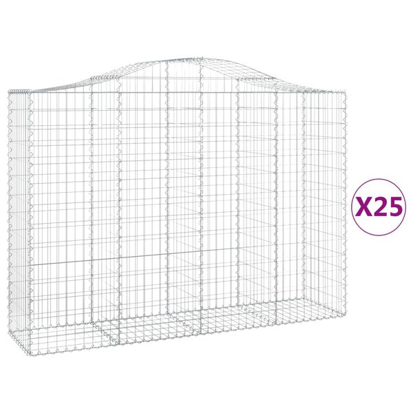 vidaXL Arched Gabion Baskets 25 pcs 200x50x140/160 cm Galvanised Iron