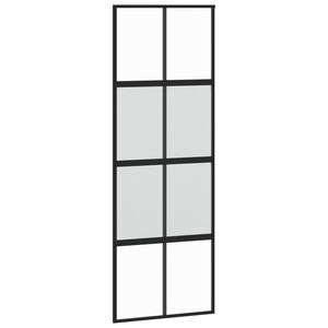 vidaXL Sliding Door Black 76x205 cm Tempered Glass and Aluminium