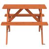 vidaXL Picnic Table for 4 Kids with Umbrella Hole Solid Wood Fir