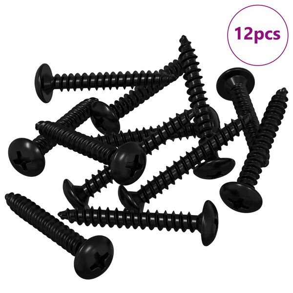 vidaXL Tapping Nail 12 pcs Black M4 x 28 mm Steel
