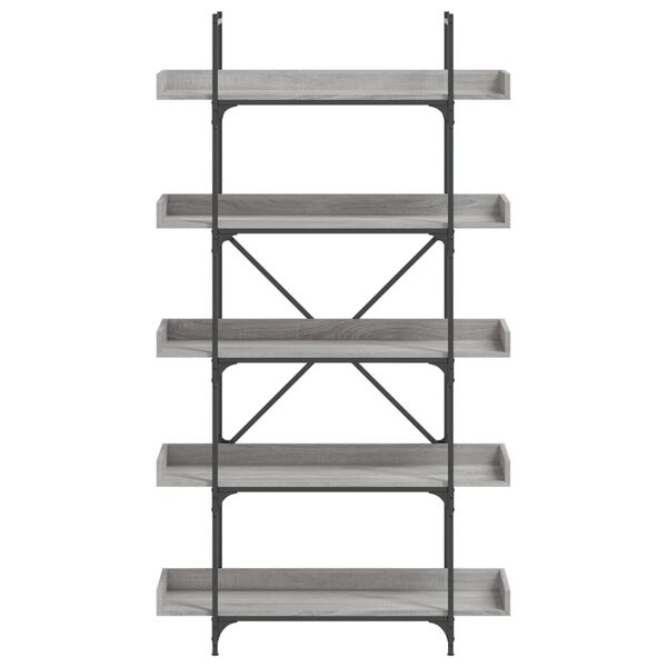 vidaXL Bookcase 5-Tier Grey Sonoma 100x33x180.5 cm Engineered Wood