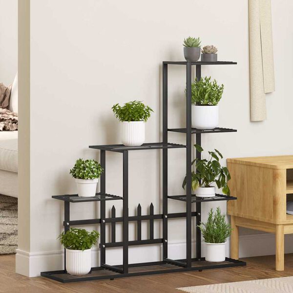 vidaXL Flower Stand 94.5x25x88 cm Black Metal