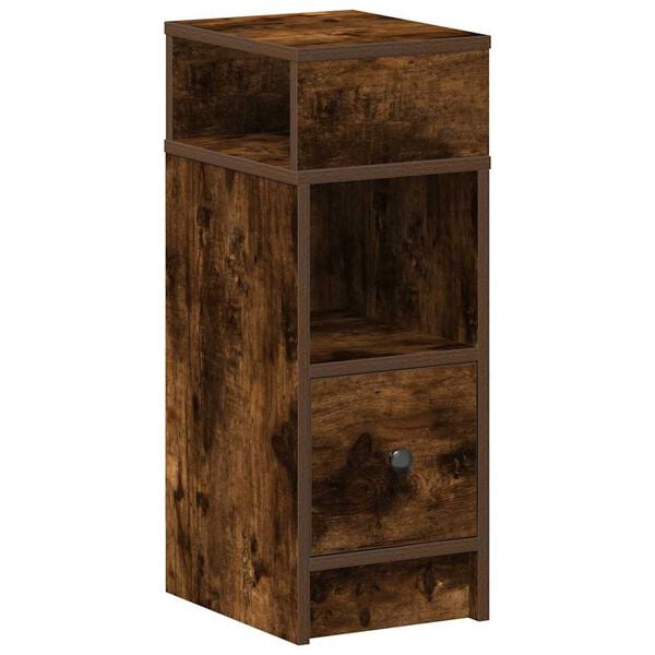 vidaXL Bedside Cabinet with Drawer Smoked Oak 25x31x66 cm