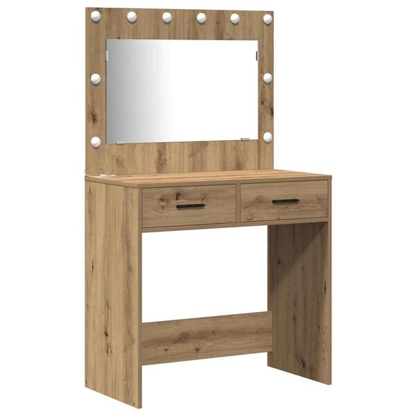 vidaXL Dressing Table Set with Shelf 3 pcs Artisan Oak Engineered Wood