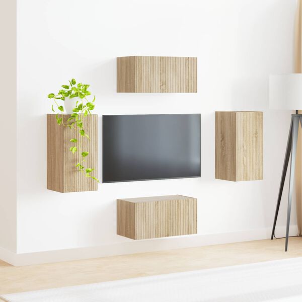vidaXL TV Cabinet Set 4 pcs Sonoma Oak Engineered Wood
