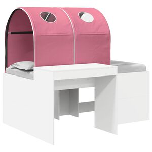 vidaXL Bed with Tunnel 3 pcs White and Pink Engineered Wood