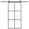 vidaXL Sliding Door with Hardware Set Black 102x205 cm ESG Glass