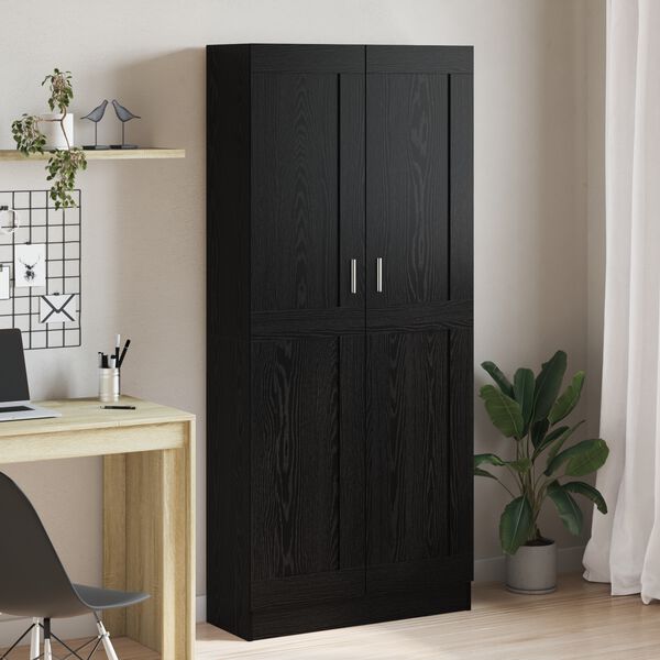 vidaXL Book Cabinet Black Oak 82.5 x 30.5 x 185 cm Engineered Wood